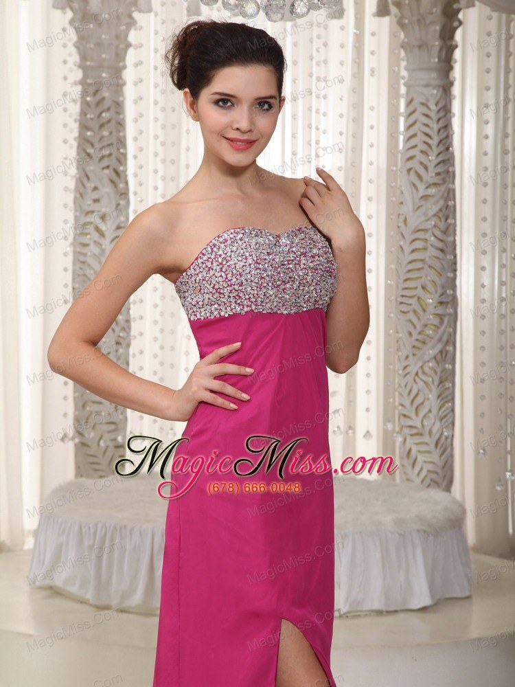 wholesale hot pink empire sweetheart floor-length chiffon beading prom dress