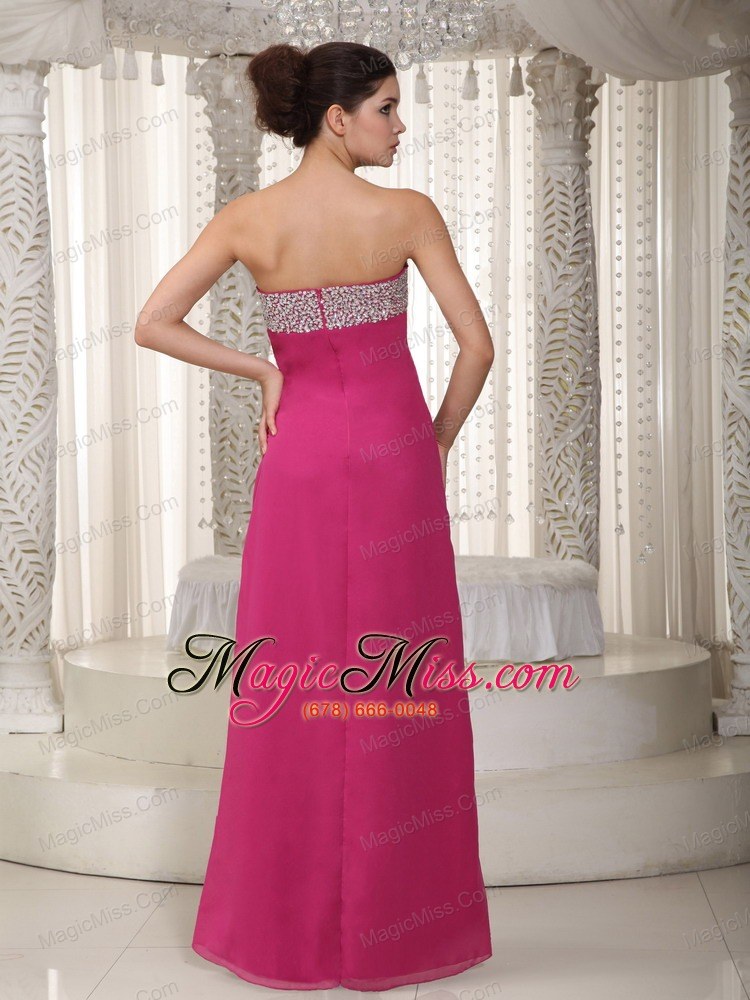 wholesale hot pink empire sweetheart floor-length chiffon beading prom dress