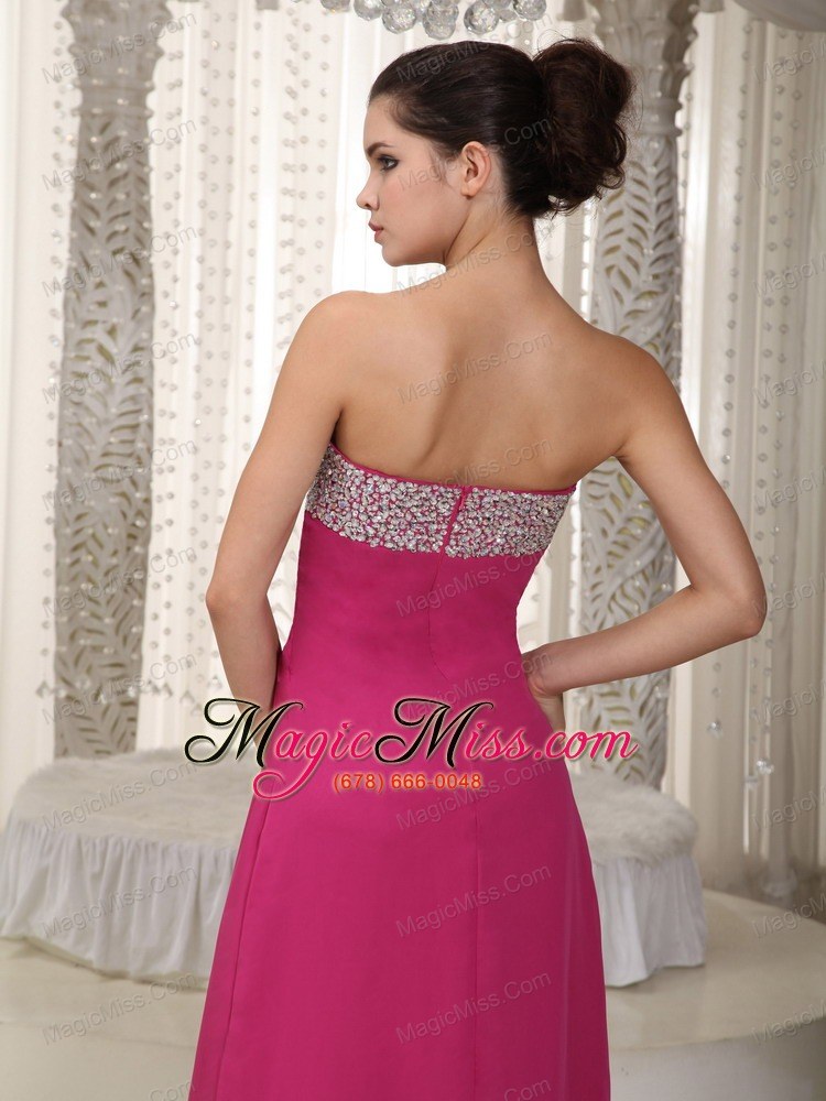 wholesale hot pink empire sweetheart floor-length chiffon beading prom dress