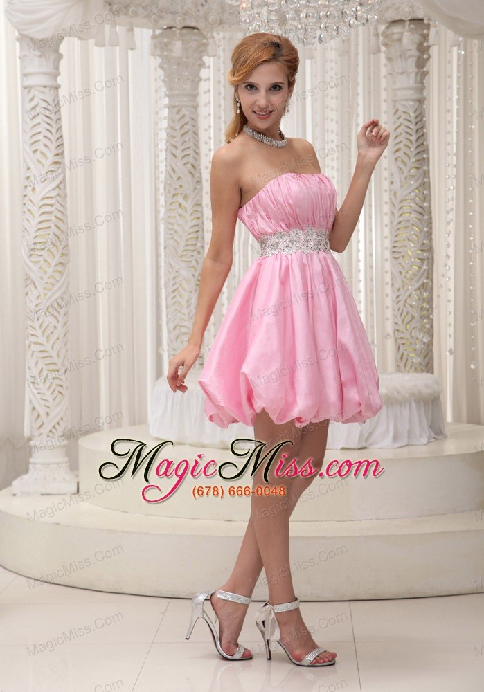 wholesale ruched bodice sash with beading lovely prom / cocktail dress for formal evening pink taffeta and mini-length