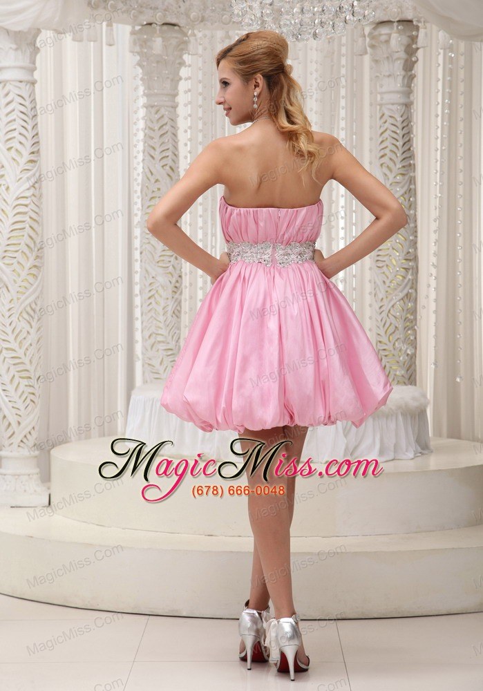 wholesale ruched bodice sash with beading lovely prom / cocktail dress for formal evening pink taffeta and mini-length