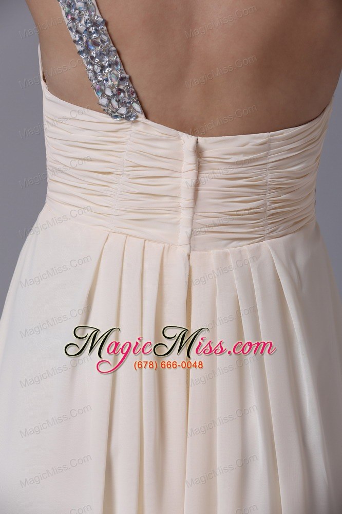 wholesale champagne one shoulder empire chiffon prom dress ruffles