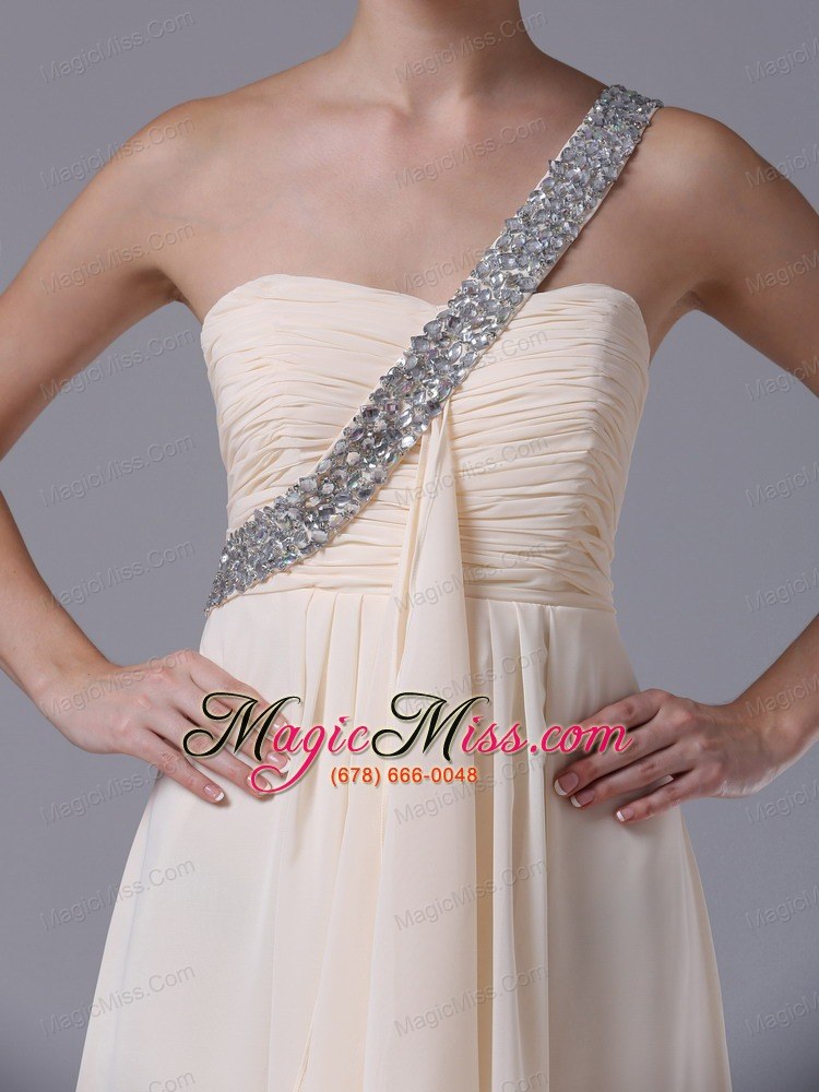 wholesale champagne one shoulder empire chiffon prom dress ruffles