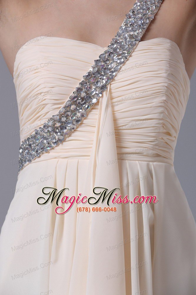 wholesale champagne one shoulder empire chiffon prom dress ruffles