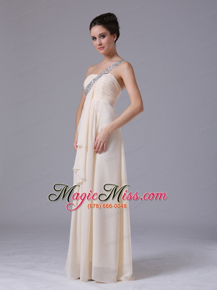 wholesale champagne one shoulder empire chiffon prom dress ruffles