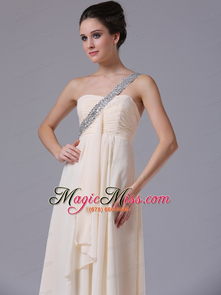 wholesale champagne one shoulder empire chiffon prom dress ruffles