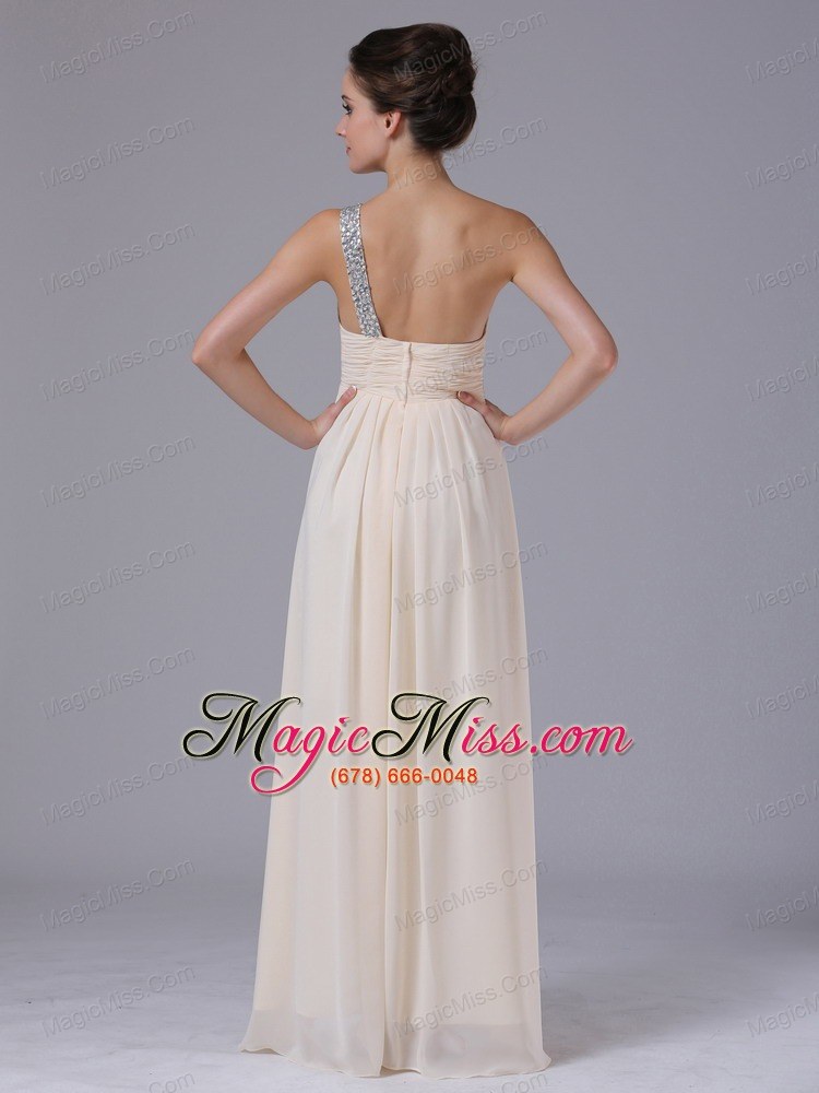 wholesale champagne one shoulder empire chiffon prom dress ruffles