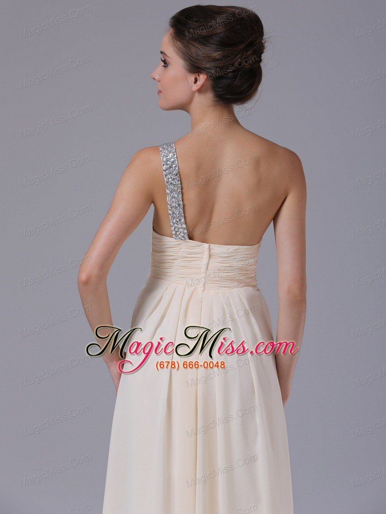 wholesale champagne one shoulder empire chiffon prom dress ruffles