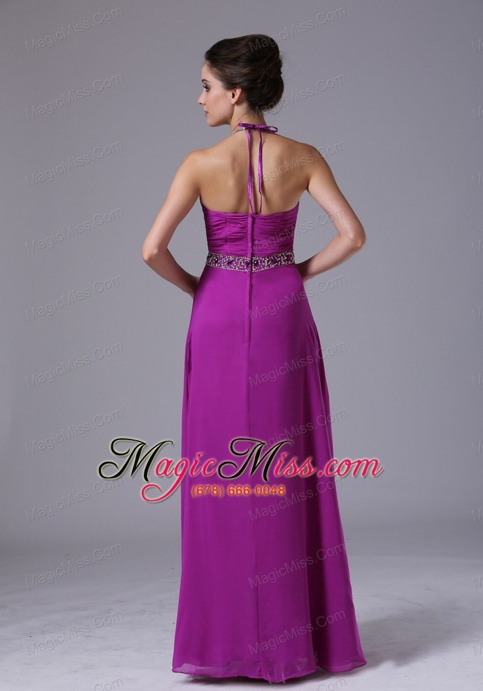 wholesale halter beading fuchsia chiffon 2013 prom dress floor-length