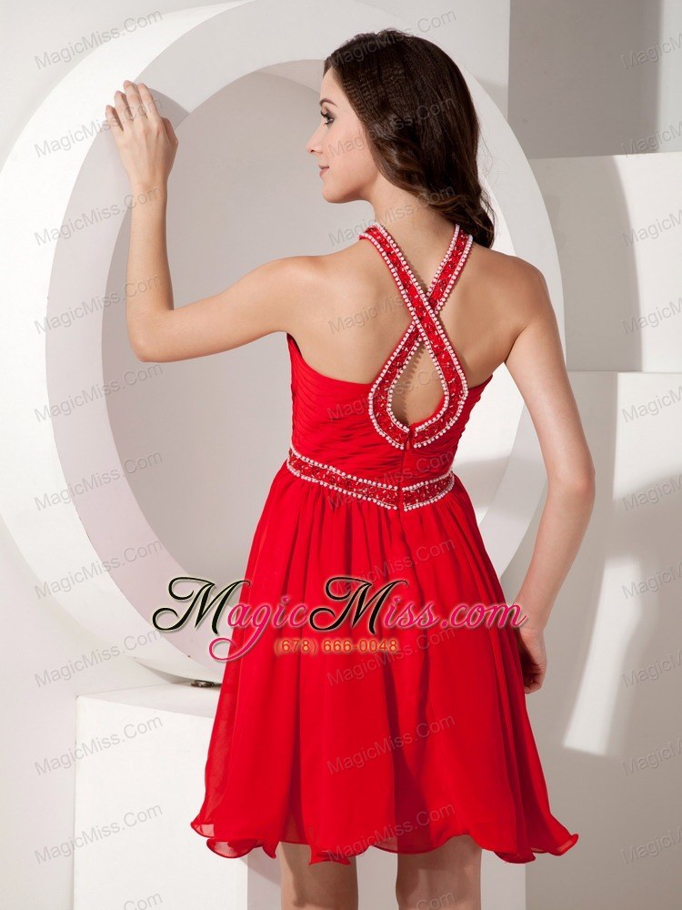 wholesale the super hot red empire cocktail dress straps chiffon beading mini-length