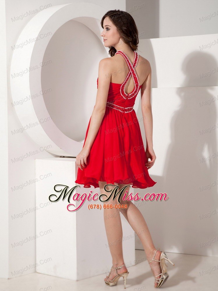 wholesale the super hot red empire cocktail dress straps chiffon beading mini-length