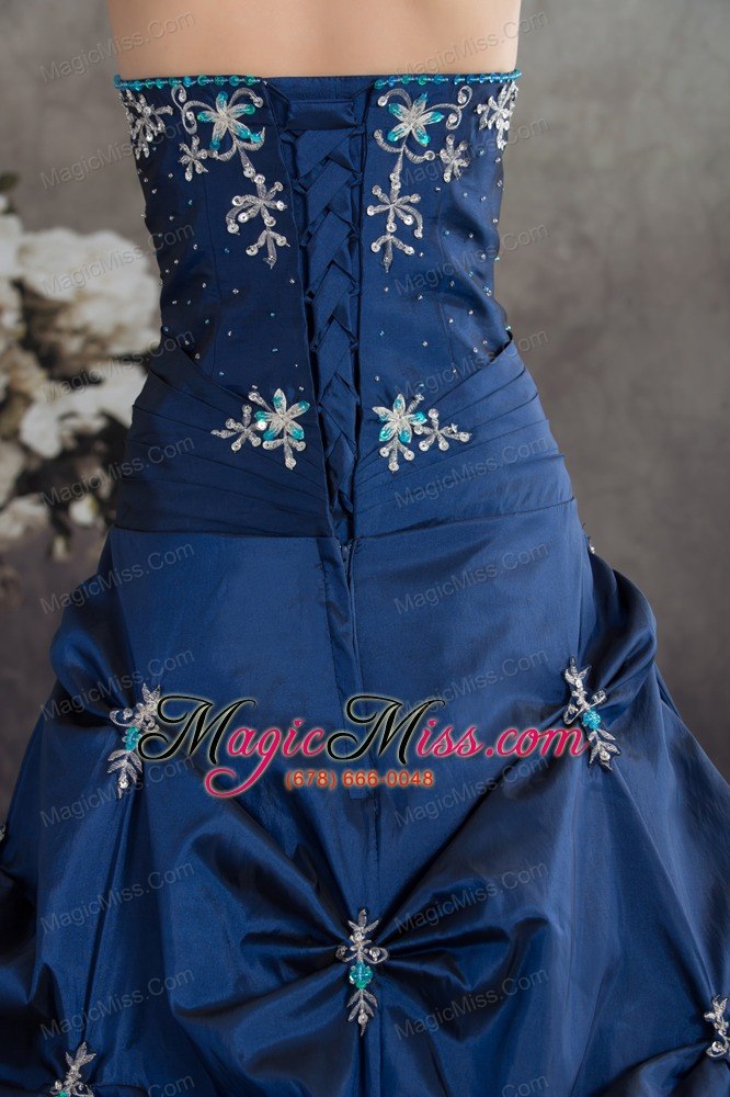 wholesale navy blue halter top beading appliques a-line quinceanera dress