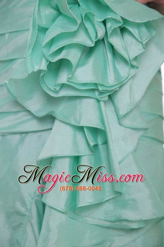 wholesale apple green a-line / princess strapless high-low taffeta hand made flower prom dress