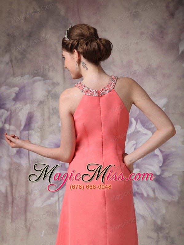 wholesale gorgeous watermelon cocktail dress empire scoop chiffon beading knee-length