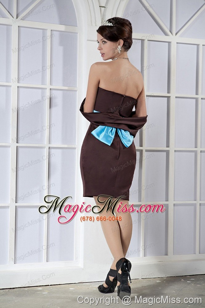 wholesale brown column sweetheart mini-length satin bow prom dress