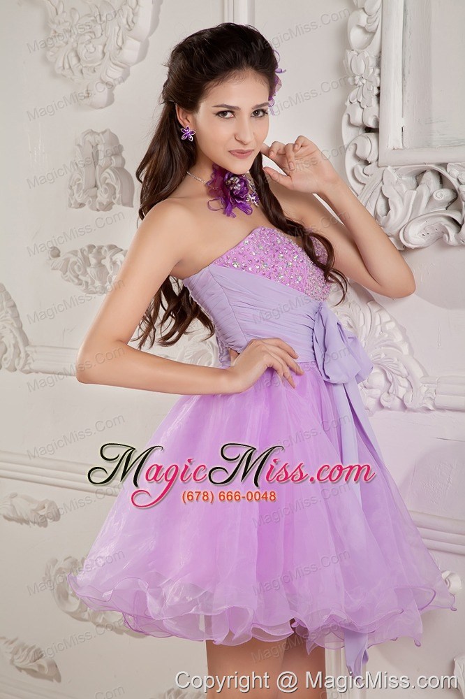 wholesale lavender a-line / princess sweetheart mini-length organza beading prom / cocktail dress