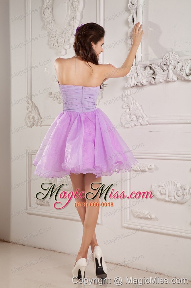 wholesale lavender a-line / princess sweetheart mini-length organza beading prom / cocktail dress