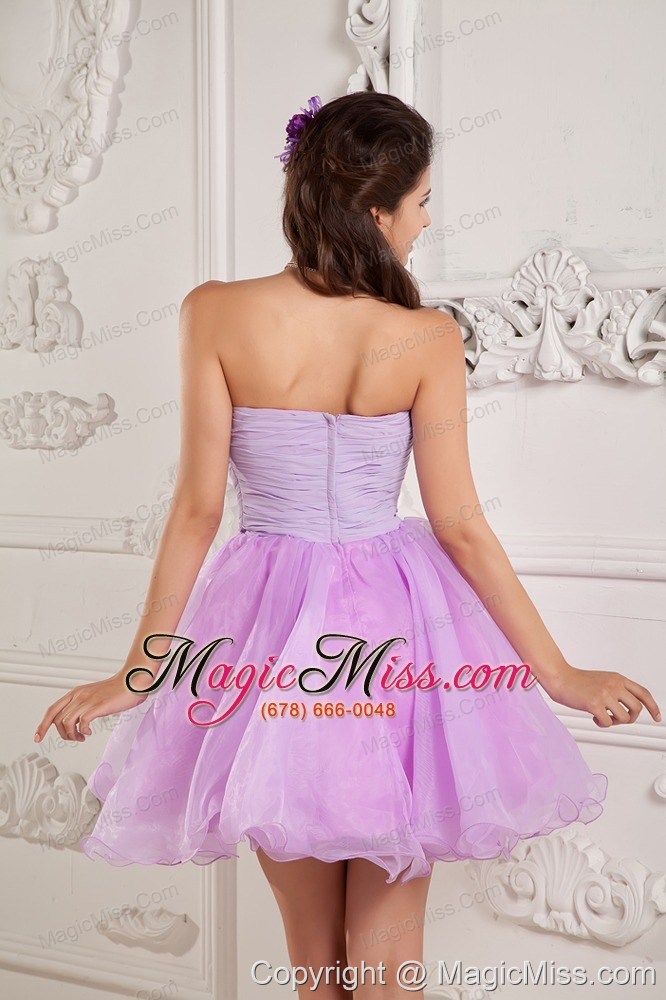 wholesale lavender a-line / princess sweetheart mini-length organza beading prom / cocktail dress