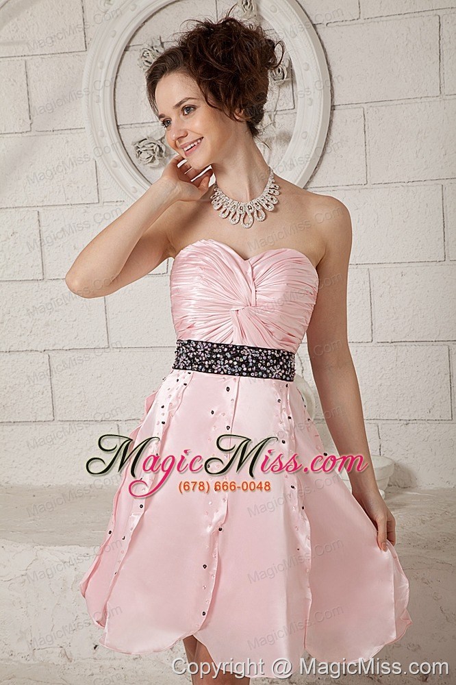 wholesale champagne a-line / pricess strapless mini-length taffeta beading prom / homecoming dress