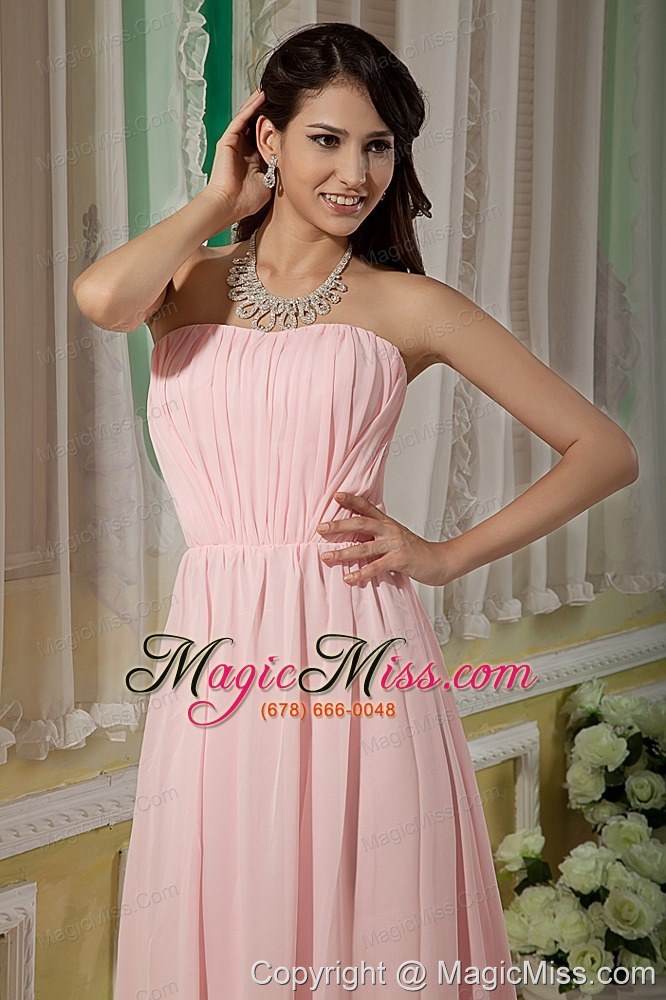 wholesale pretty baby pink prom dress empire strapless chiffon ruch brush train