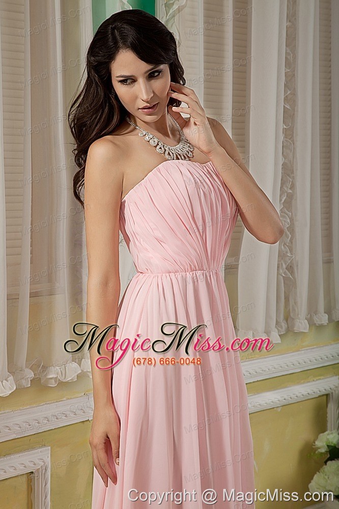 wholesale pretty baby pink prom dress empire strapless chiffon ruch brush train