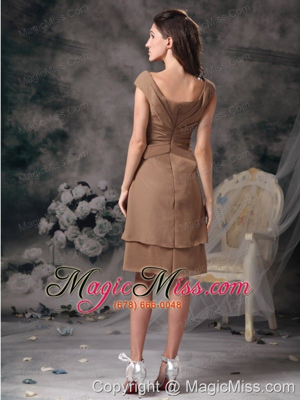 wholesale champagne empire square knee-length chiffon beading prom / homecoming dress