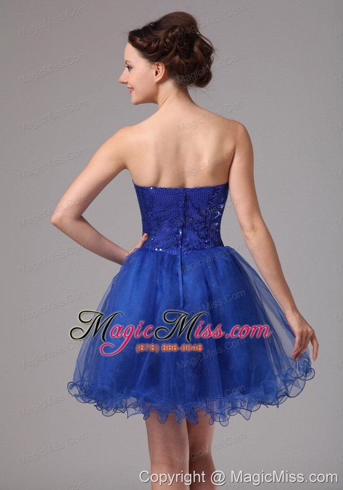 Royal Blue Sweetheart Beaded Mini Length Club Cocktail Dress In 