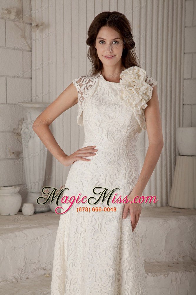 wholesale lovely column brush train lace wedding dress