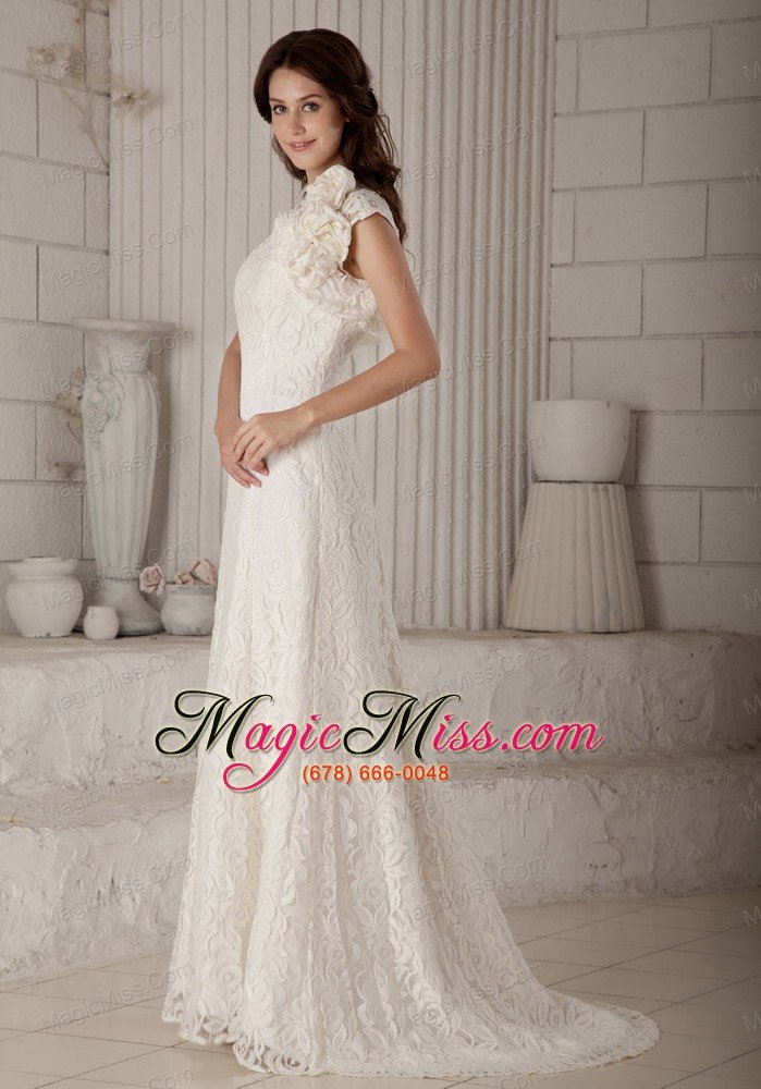 wholesale lovely column brush train lace wedding dress