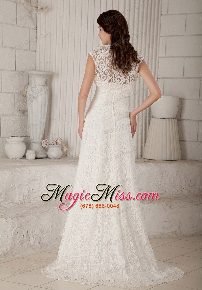 wholesale lovely column brush train lace wedding dress