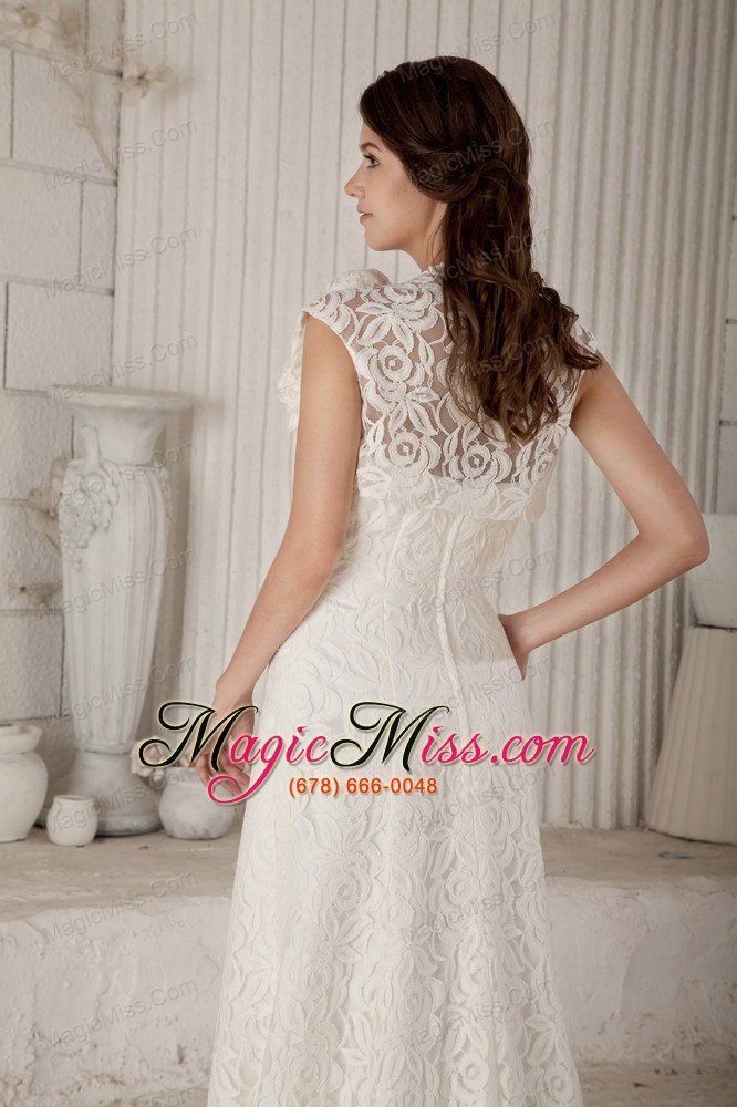 wholesale lovely column brush train lace wedding dress