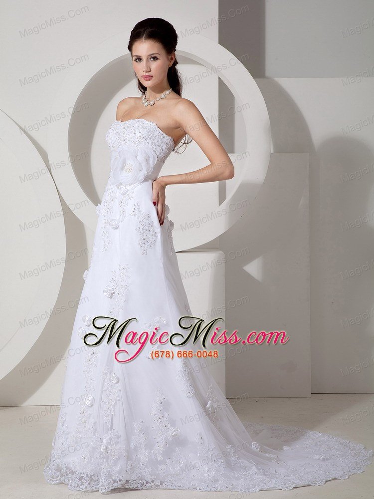 wholesale elegant mermaid strapless brush train lace sash wedding dress