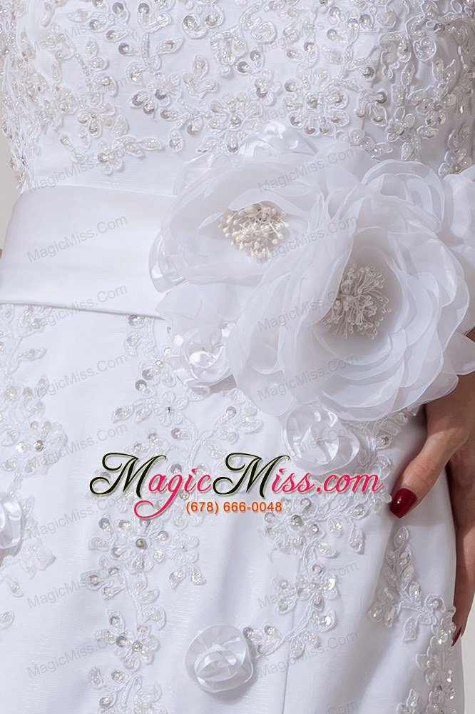 wholesale elegant mermaid strapless brush train lace sash wedding dress