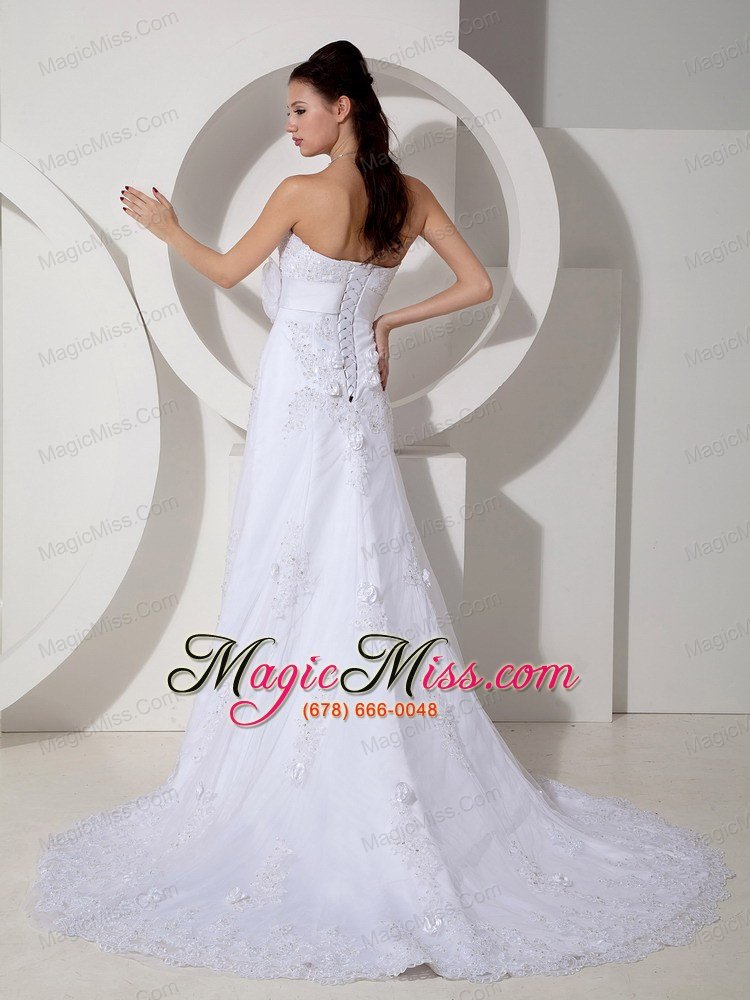 wholesale elegant mermaid strapless brush train lace sash wedding dress