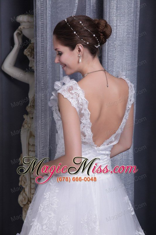 wholesale white a-line square court train tulle lace wedding dress