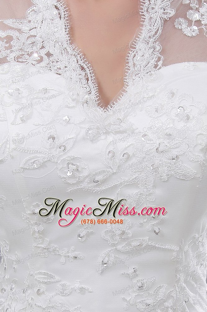 wholesale lace v-neck mermaid court train 3/4 sleeves wedding dress