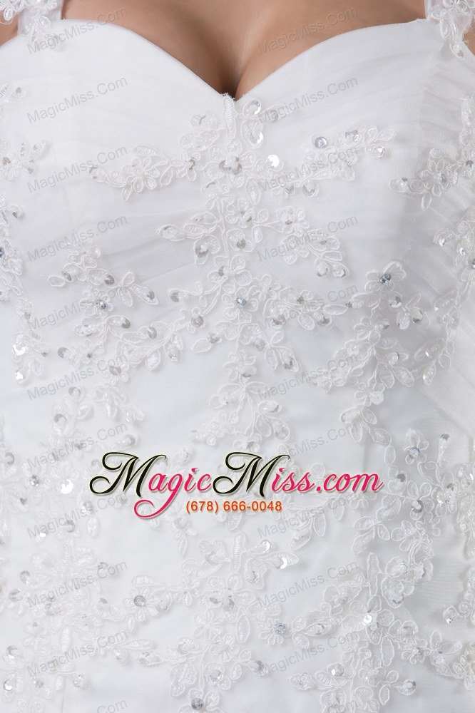 wholesale straps lace a-line wedding dress with brush train