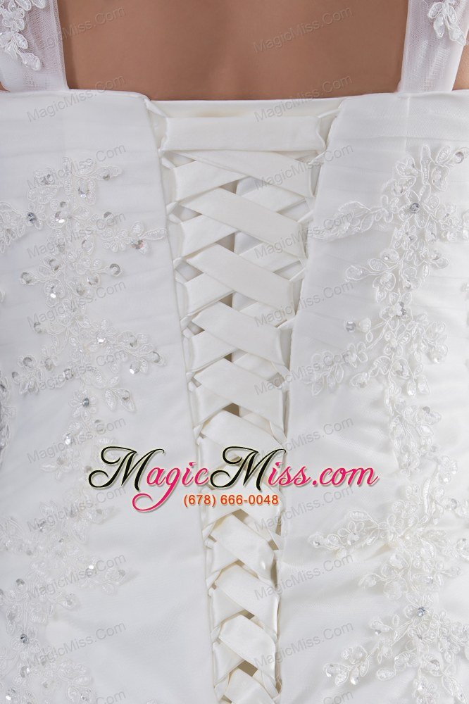 wholesale straps lace a-line wedding dress with brush train