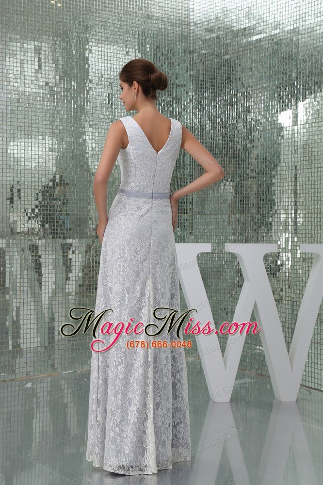 wholesale column v-neck sash lace long wedding dress