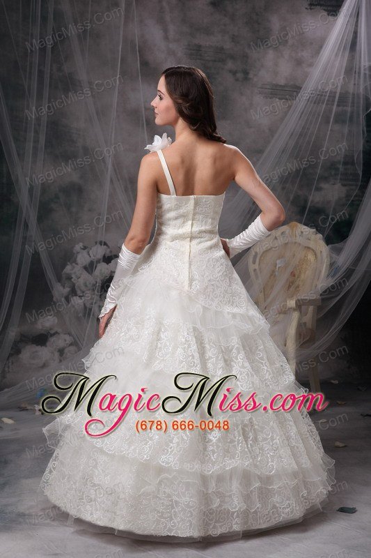 wholesale nice a-line one shoulder floor-length taffeta and lace wedding dress