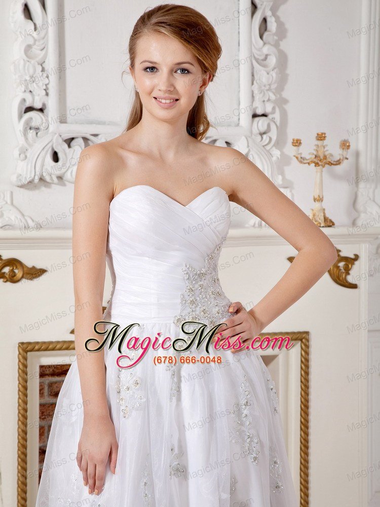 wholesale informal empire sweetheart tea-length lace appliques wedding dress