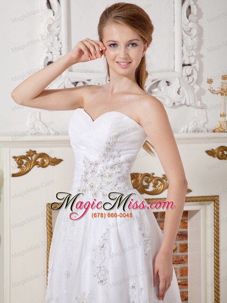 wholesale informal empire sweetheart tea-length lace appliques wedding dress