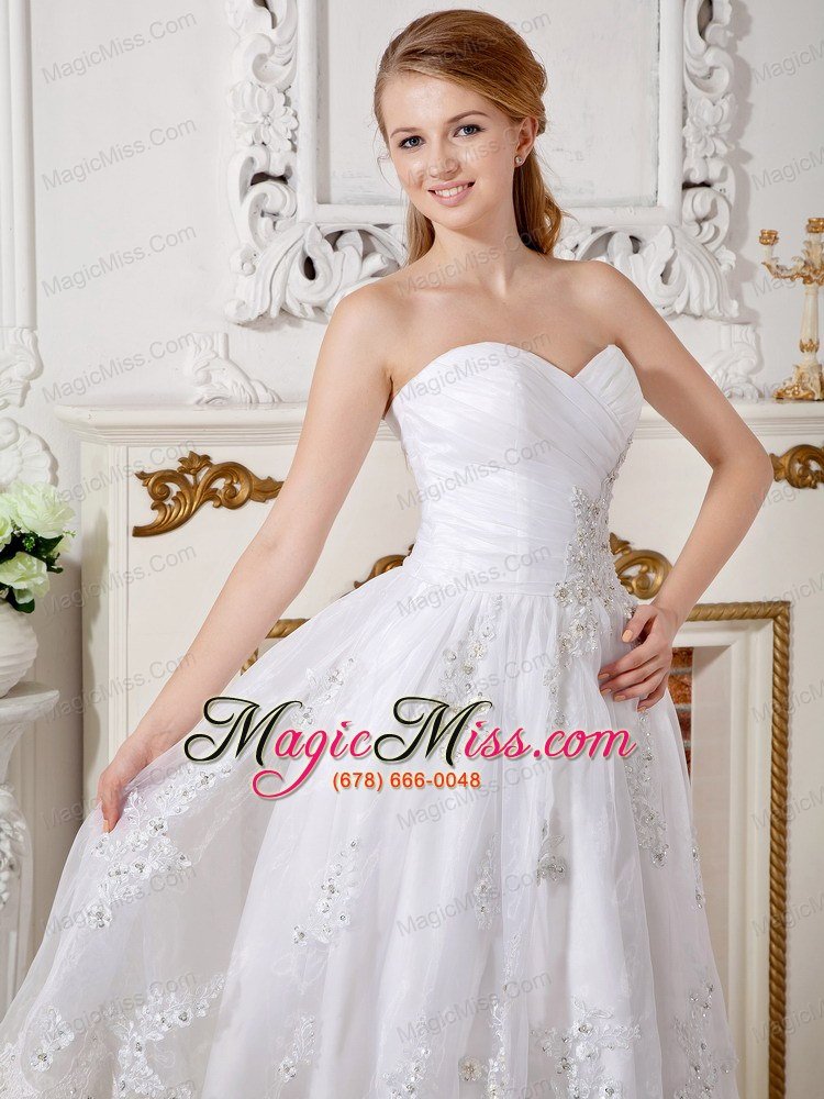 wholesale informal empire sweetheart tea-length lace appliques wedding dress