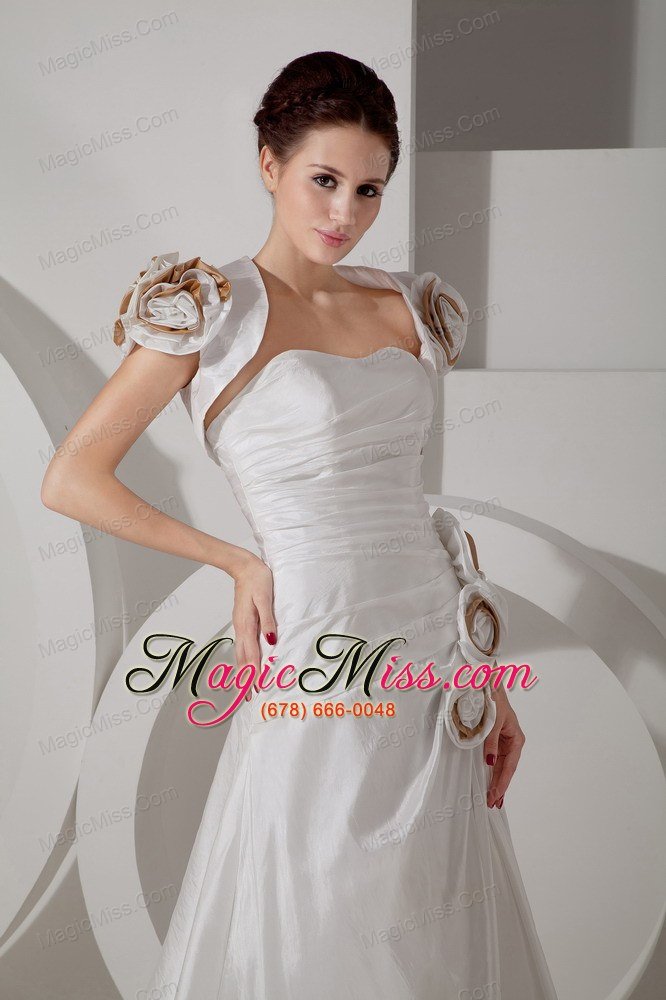 wholesale pretty a-line sweetheart court traintaffeta ruch wedding dress