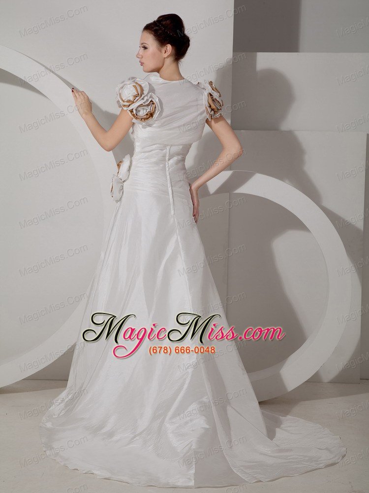 wholesale pretty a-line sweetheart court traintaffeta ruch wedding dress