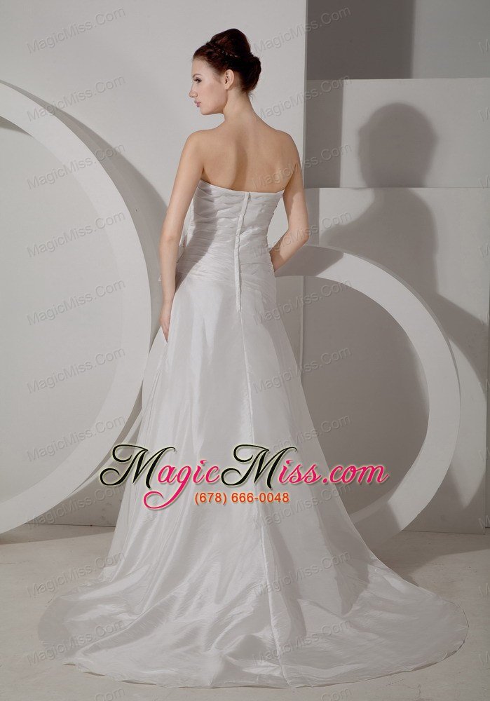 wholesale pretty a-line sweetheart court traintaffeta ruch wedding dress