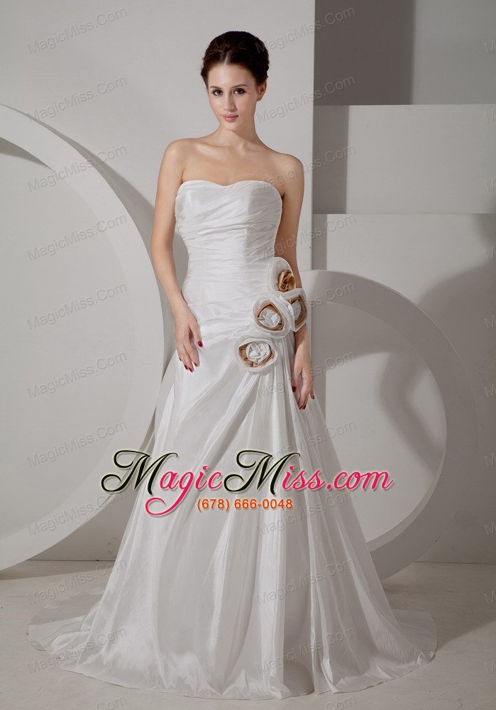 wholesale pretty a-line sweetheart court traintaffeta ruch wedding dress