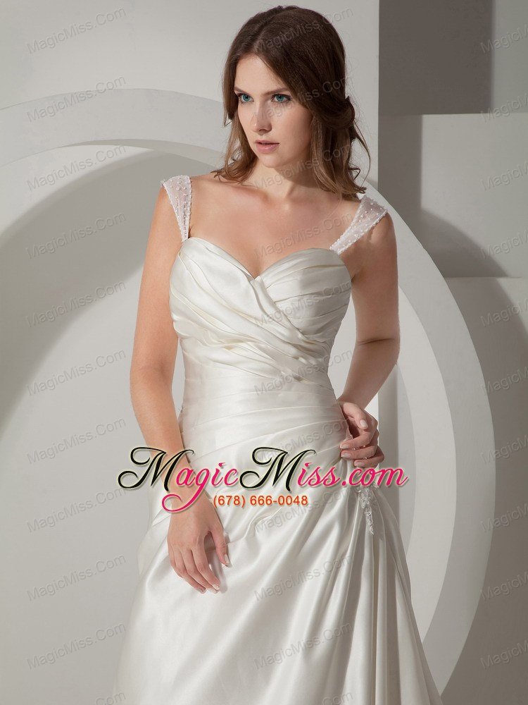 wholesale simple a-line / princess straps court train taffeta ruched wedding dress