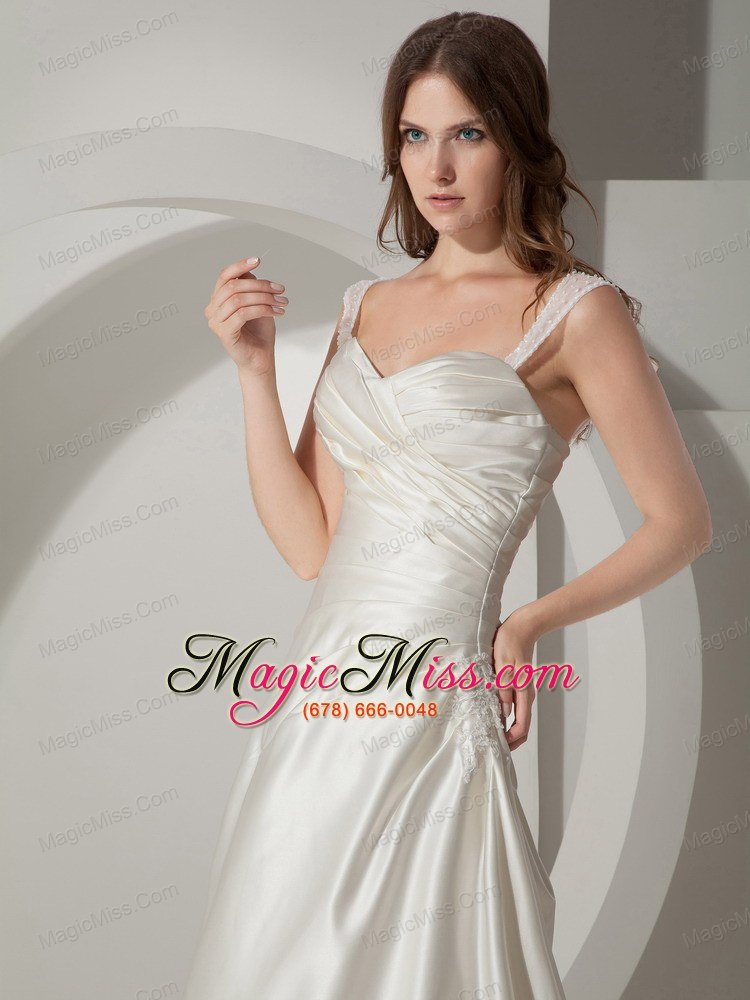 wholesale simple a-line / princess straps court train taffeta ruched wedding dress