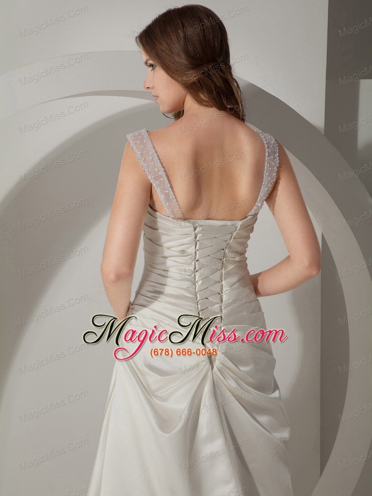 wholesale simple a-line / princess straps court train taffeta ruched wedding dress